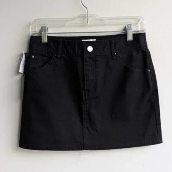 NWT Aritzia Wilfred black denim Straver Mini Skirt - Picture 1 of 5